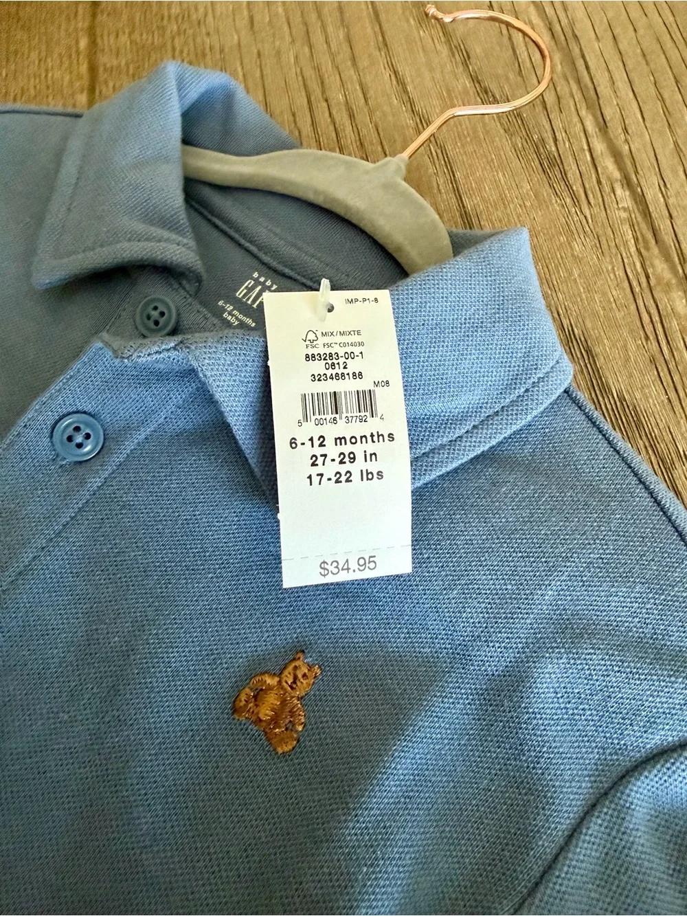 NWT! GAP - Baby Pique Polo Shorty One-Piece 6-12 M | Bainbridge blue!